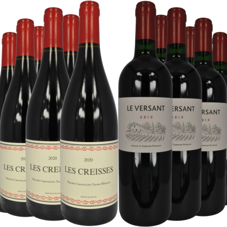 Il s'agit de 12 bouteilles de vin rouge, 6 bouteilles de Les Creisses et 6 bouteilles de Versant